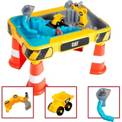 Theo Klein Tavolo da Gioco Sabbia e Acqua Caterpillar con Escavatore, Ribaltabile, 2 Tubi, Stopper e vasche Estraibili Dimensio