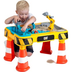 Theo Klein Tavolo da Gioco Sabbia e Acqua Caterpillar con Escavatore, Ribaltabile, 2 Tubi, Stopper e vasche Estraibili Dimensio