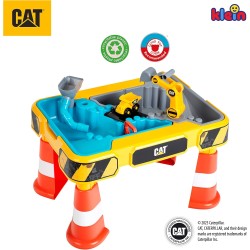 Theo Klein Tavolo da Gioco Sabbia e Acqua Caterpillar con Escavatore, Ribaltabile, 2 Tubi, Stopper e vasche Estraibili Dimensio