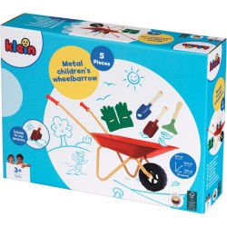 Theo Klein 7669 Carriola per bambini con accessori I In metallo, portata fino a 10 chili I Include robusti attrezzi da gioco di