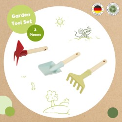 Theo Klein 7681 Attrezzi da giardino I Inclusi paletta a mano, rastrello e zappa doppia con manico corto in legno I Plastica ri
