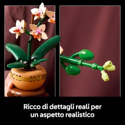 LEGO 10343 Botanicals Mini-Orchidea, Set di Fiori Finti con Vaso, Bocciolo e Foglie Artificiali, Botanical Collection per Adult