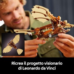 LEGO 10363 Icons Macchina Volante di Leonardo da Vinci con Ali Mobili - Include Minifigure e Espositore - Kit Ornitoretto Fai d