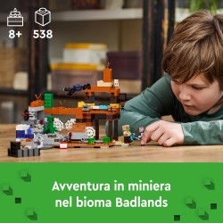 LEGO 21263 Minecraft La Miniera delle Badlands - Giocattolo Interattivo con Figure di Esploratore, Creeper e Ragno con Funzione
