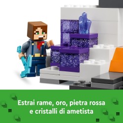 LEGO 21263 Minecraft La Miniera delle Badlands - Giocattolo Interattivo con Figure di Esploratore, Creeper e Ragno con Funzione