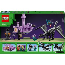 LEGO 21264 Minecraft L’Enderdrago e la Nave dell’End, Giocattolo - Set da Gioco e da Esposizione con Barca, Drago e 3 Figure tr