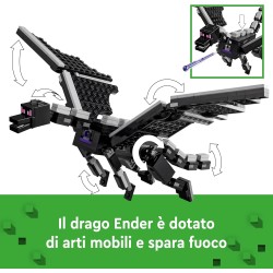 LEGO 21264 Minecraft L’Enderdrago e la Nave dell’End, Giocattolo - Set da Gioco e da Esposizione con Barca, Drago e 3 Figure tr
