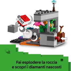 LEGO 21274 Minecraft L’Incontro con il Sorvegliante - Giocattolo Interattivo con Minifigure, Mob e Funzione TNT di Caduta Massi