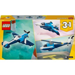 LEGO 31160 Creator 3 in 1 Velivolo: Aereo da Competizione, Modello di Aeroplano Giocattolo Trasformabile in Elicottero e Jet co