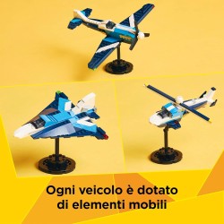 LEGO 31160 Creator 3 in 1 Velivolo: Aereo da Competizione, Modello di Aeroplano Giocattolo Trasformabile in Elicottero e Jet co