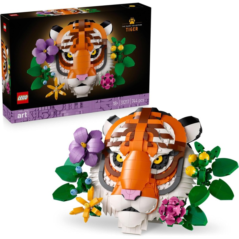 LEGO 31217 Art Collezione Animali - Tigre - Animale 3D da Costruire con Fiori e Piante Botaniche Decorative - Set di Decorazion