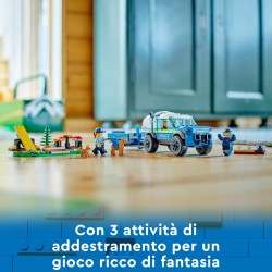 LEGO 60369 City Addestramento Cinofilo Mobile, Set con Percorso a Ostacoli, SUV Macchina Polizia Giocattolo e Rimorchio, 2 Figu