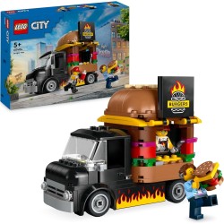LEGO 60404 City Furgone degli Hamburger Giocattolo, Veicolo da Costruire per Bambini e Bambine da 5 Anni in su, Camion Food Tru