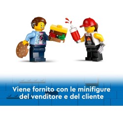 LEGO 60404 City Furgone degli Hamburger Giocattolo, Veicolo da Costruire per Bambini e Bambine da 5 Anni in su, Camion Food Tru