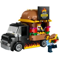 LEGO 60404 City Furgone degli Hamburger Giocattolo, Veicolo da Costruire per Bambini e Bambine da 5 Anni in su, Camion Food Tru