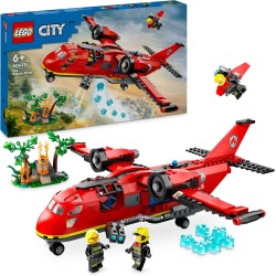 LEGO 60413 City Aereo Antincendio, Giocattolo dei Vigili del Fuoco, Aeroplano con Portellone Apribile Lancia Elementi Acqua, 3 