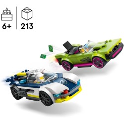LEGO 60415 City Inseguimento della Macchina da Corsa, Set con 2 Modellini di Auto da Costruire della Polizia con Veicolo di Eme