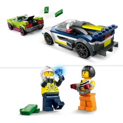 LEGO 60415 City Inseguimento della Macchina da Corsa, Set con 2 Modellini di Auto da Costruire della Polizia con Veicolo di Eme