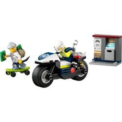 LEGO 60455 City Inseguimento della Moto della Polizia - Set con Motocicletta Giocattolo, 2 Minifigure, Mini-Bancomat e Skateboa