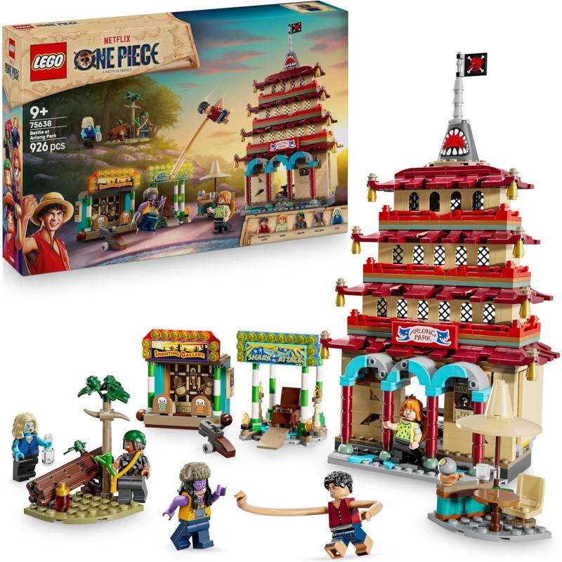 LEGO 75638 ONE PIECE Battaglia ad Arlong Park - Giocattolo Interattivo con 5 Minifigure tra cui Luffy e Nami, e una Pagoda che 