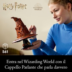LEGO 76429 Harry Potter Cappello Parlante di Hogwarts con Stemma delle Case e 31 Suoni Casuali, Set da Collezione per Adulti Fa