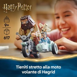 LEGO 76443 Harry Potter Giro sul Sidecar di Hagrid e Harry - Moto Giocattolo da Esposizione con Sidecar e Figura di Edvige