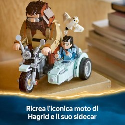 LEGO 76443 Harry Potter Giro sul Sidecar di Hagrid e Harry - Moto Giocattolo da Esposizione con Sidecar e Figura di Edvige