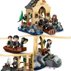 LEGO 76426 Harry Potter La Rimessa per le Barche del Castello di Hogwarts con 2 Barche Giocattolo, Rimessa da Costruire e 5 Min