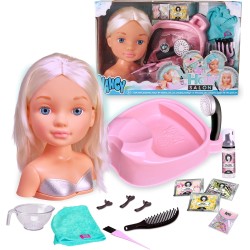 Famosa NACB3000 Nancy Hair Salon, Testa capelli biondi, lavatesta che funziona per davvero, accessori per poter creare acconcia