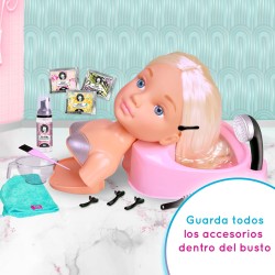 Famosa NACB3000 Nancy Hair Salon, Testa capelli biondi, lavatesta che funziona per davvero, accessori per poter creare acconcia