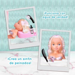 Famosa NACB3000 Nancy Hair Salon, Testa capelli biondi, lavatesta che funziona per davvero, accessori per poter creare acconcia