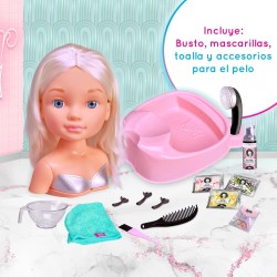 Famosa NACB3000 Nancy Hair Salon, Testa capelli biondi, lavatesta che funziona per davvero, accessori per poter creare acconcia
