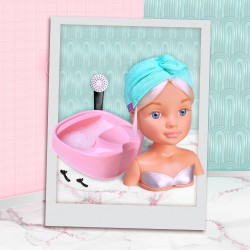 Famosa NACB3000 Nancy Hair Salon, Testa capelli biondi, lavatesta che funziona per davvero, accessori per poter creare acconcia