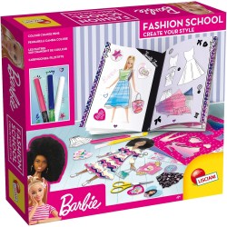 Lisciani Giochi - Barbie Fashion School, Pattern, Stickers, Stencil, Cambia Colore e Pennarelli Fluo, Multicolore, 86023