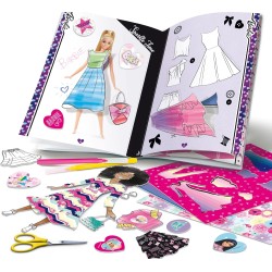 Lisciani Giochi - Barbie Fashion School, Pattern, Stickers, Stencil, Cambia Colore e Pennarelli Fluo, Multicolore, 86023