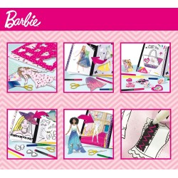 Lisciani Giochi - Barbie Fashion School, Pattern, Stickers, Stencil, Cambia Colore e Pennarelli Fluo, Multicolore, 86023
