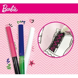 Lisciani Giochi - Barbie Fashion School, Pattern, Stickers, Stencil, Cambia Colore e Pennarelli Fluo, Multicolore, 86023