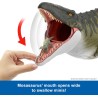 Mattel Jurassic World Rebirth - Mosasauro Super Colossale, enorme dinosauro snodato con due mosse d attacco, look fedele al fil