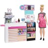 Mattel Barbie - Playset La Caffetteria, con Bambola Curvy Bionda, Macchina per Caffè, Bancone e Oltre 20 Accessori, GMW03