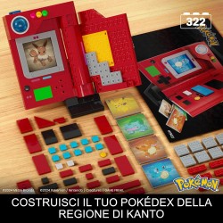 MEGA Pokémon - Pokédex della regione di Kanto, set da costruire con 322 pezzi, display, dettagli luminosi e 5 carte lenticolari