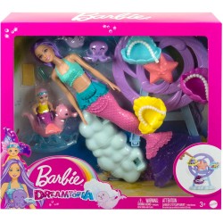 Barbie - Bambola Skipper Set Dreamtopia, playset con bambola Skipper, due agnellini, un passeggino a forma di carrozza e tanti