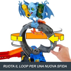 Hot Wheels City  Let s Race  Netflix - Loop Attacco del Pipistrello, pista e lanciatore regolabile per sconfiggere il pipistrel