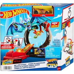 Hot Wheels City  Let s Race  Netflix - Loop Attacco del Pipistrello, pista e lanciatore regolabile per sconfiggere il pipistrel