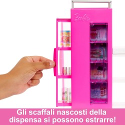 Barbie - Dispensa dei Sogni, playset estensione della cucina di Barbie con bambola inclusa e 25+ accessori, mobili per casa del