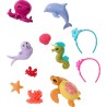 Mattel - Mermaid Barbie Dolls - Confezione da 2: animali marini, fasce per capelli e accessori oceanici Barbie, HRG71