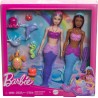 Mattel - Mermaid Barbie Dolls - Confezione da 2: animali marini, fasce per capelli e accessori oceanici Barbie, HRG71