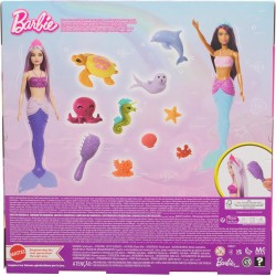 Mattel - Mermaid Barbie Dolls - Confezione da 2: animali marini, fasce per capelli e accessori oceanici Barbie, HRG71