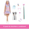 Barbie - Bambola Fun & Fancy, con lunghissimi capelli biondi ed extension, abito metalizzato color argento, 2 look e accessori