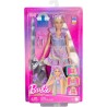 Barbie - Bambola Fun & Fancy, con lunghissimi capelli biondi ed extension, abito metalizzato color argento, 2 look e accessori