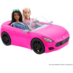 Barbie - Cabrio Veicolo Decapottabile Rosa a Due Posti con Ruote Funzionanti e Dettagli Realistici, Giocattolo per Bambini 3+ A